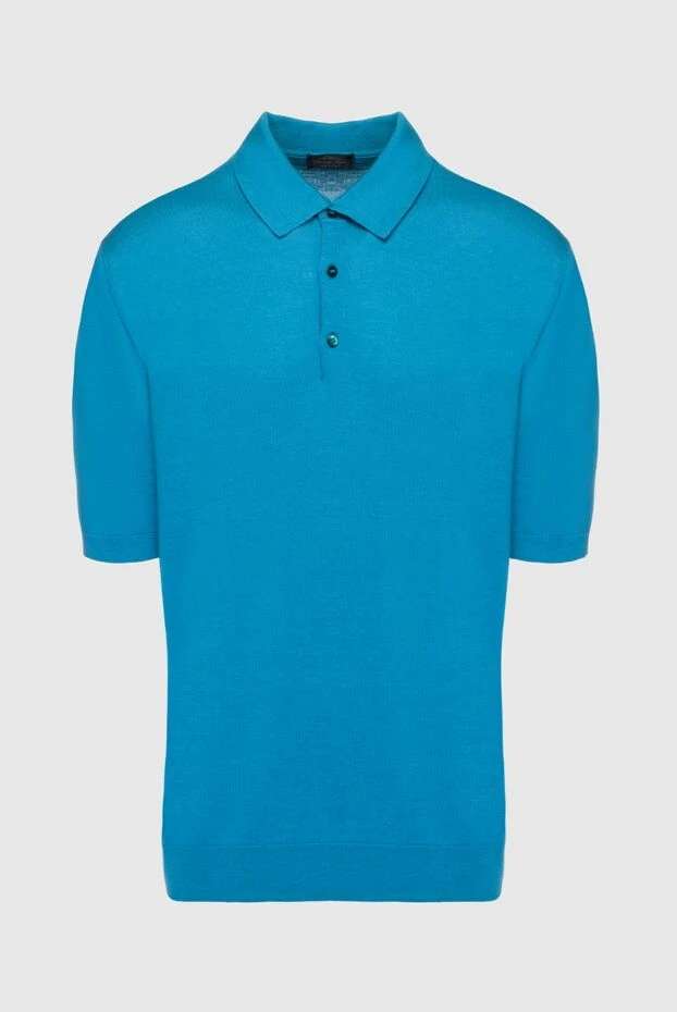 Cesare di Napoli man cotton and silk polo blue for men купить с ценами и фото 158193 - photo 1