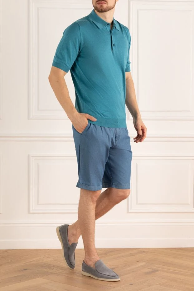 Cesare di Napoli man cotton and silk polo blue for men купить с ценами и фото 158193 - photo 2