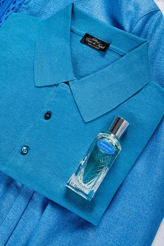 Мақта мен жібектен тігілген көгілдір түсті түймелі ерлер полосы - фото 2