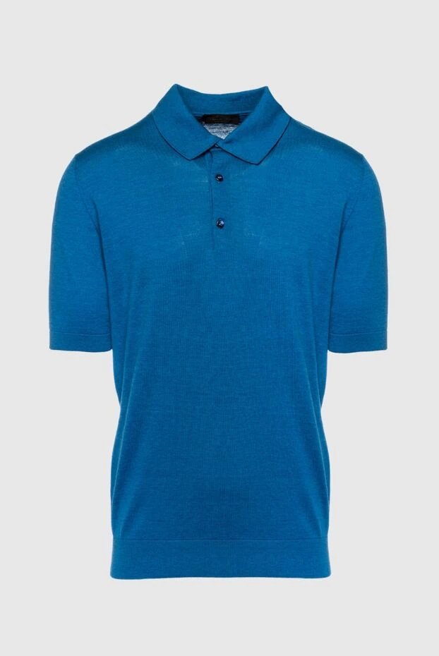 Cesare di Napoli man cotton and silk polo blue for men купить с ценами и фото 158195 - photo 1