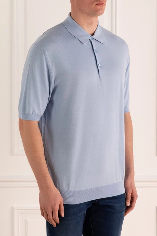 Cesare di Napoli ашық көгілдір түсті мақтадан тігілген түймелі ерлер полосы 158198 - фото 3