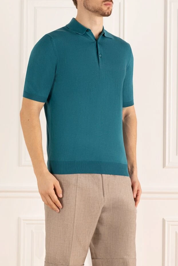 Cesare di Napoli ерлерге арналған жасыл түсті мақта поло көйлек, түймелі 158199 - фото 3