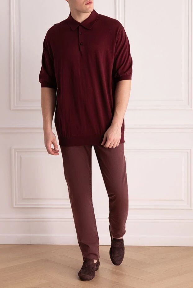 Cesare di Napoli man cotton and silk polo burgundy for men купить с ценами и фото 158201 - photo 2