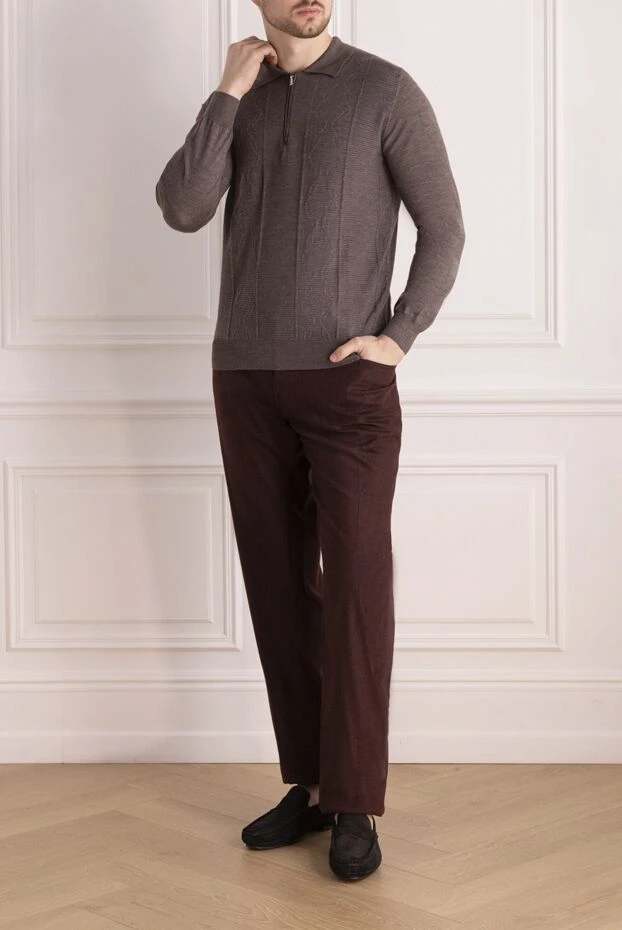 Jacob Cohen man men's burgundy wool trousers купить с ценами и фото 158254 - photo 2