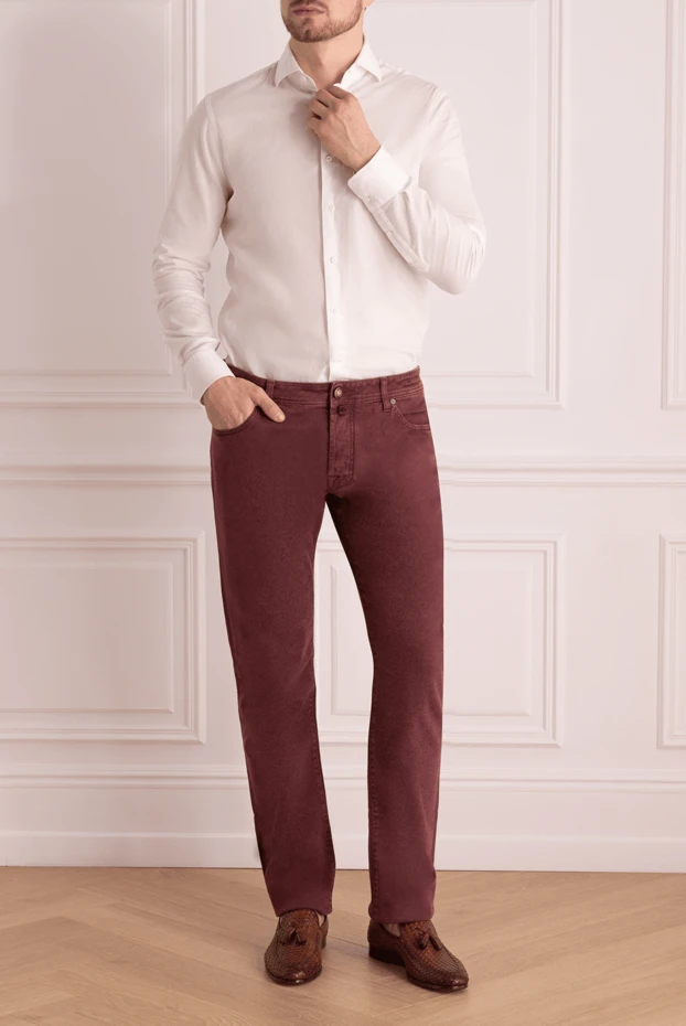 Jacob Cohen man cotton jeans burgundy for men купить с ценами и фото 158255 - photo 2