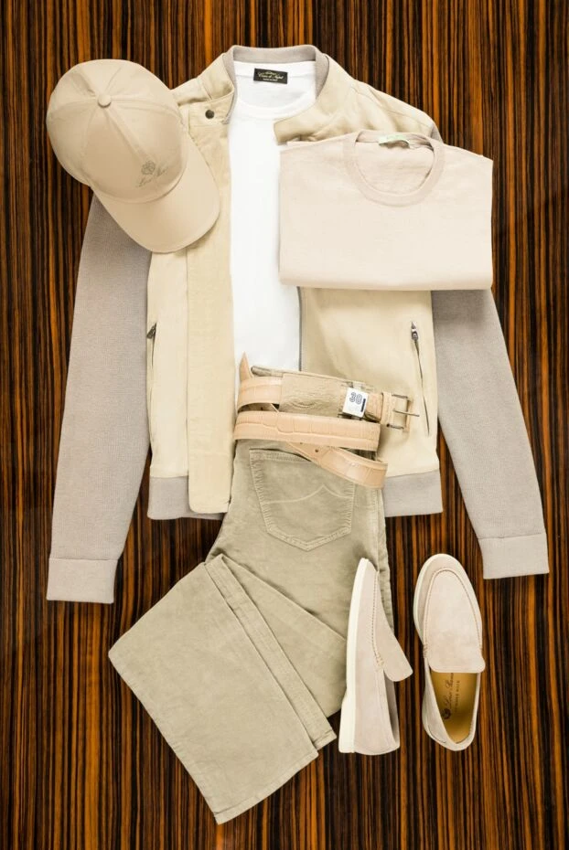 Jacob Cohen мужские хлопковые джинсы бежевого цвета с прямым кроем 158462 - фото 2