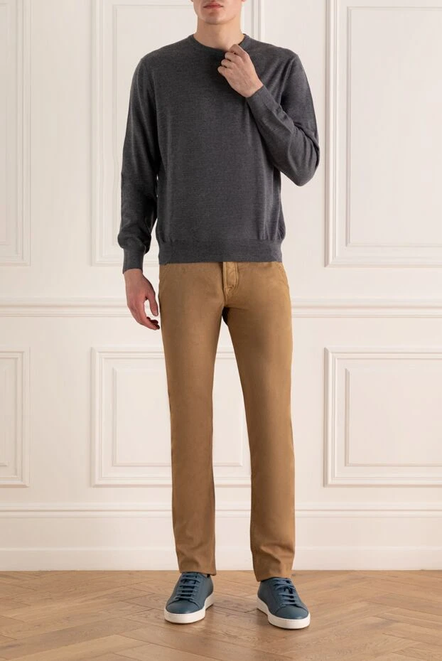 Jacob Cohen man beige cotton and modal jeans for men купить с ценами и фото 158483 - photo 2