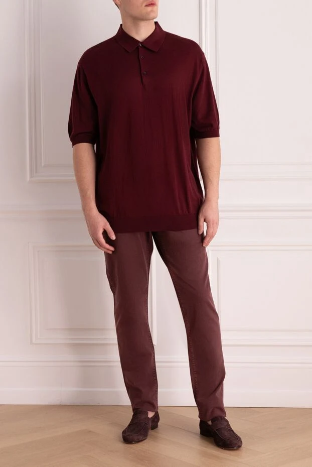 Jacob Cohen man cotton and modal jeans burgundy for men купить с ценами и фото 158492 - photo 2