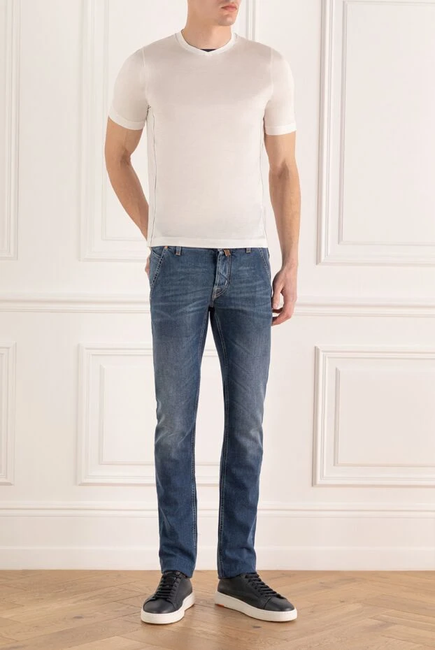 Jacob Cohen man blue cotton jeans for men купить с ценами и фото 158509 - photo 2