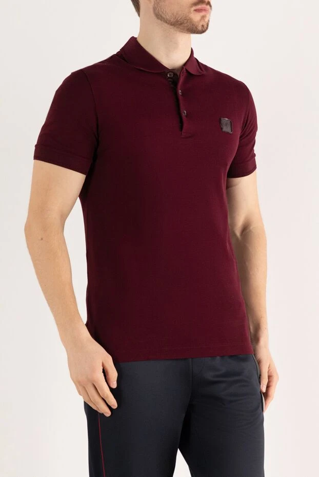 Dolce & Gabbana поло из хлопка и полиэстера бордовое мужское 158557 - фото 3