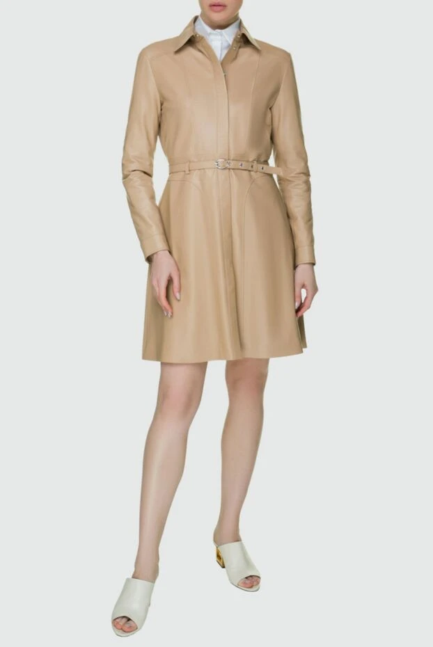 Fleur de Paris woman beige leather dress for women купить с ценами и фото 158561 - photo 2