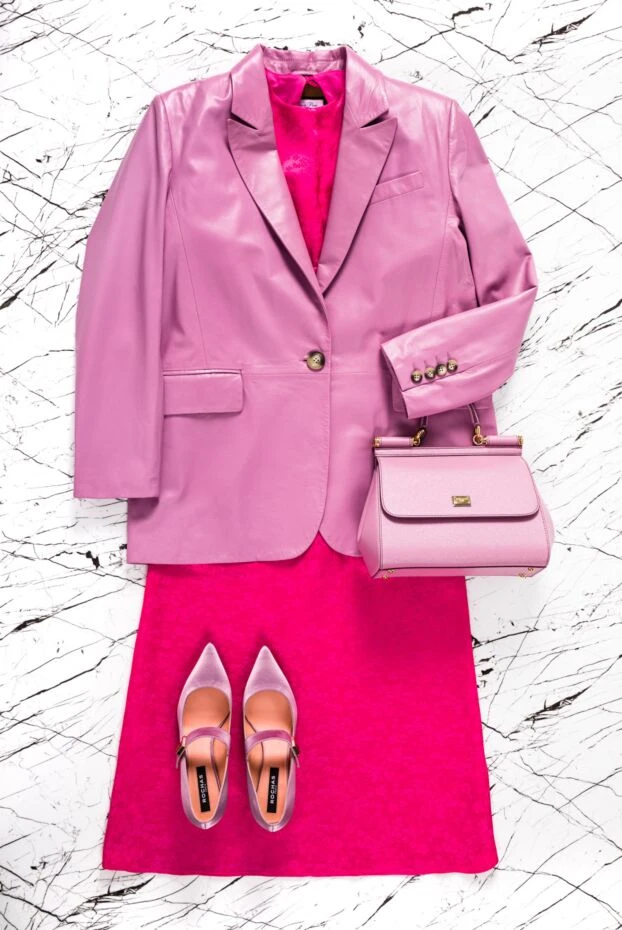 Fleur de Paris women's pink elongated genuine leather jacket 158564 - photo 2