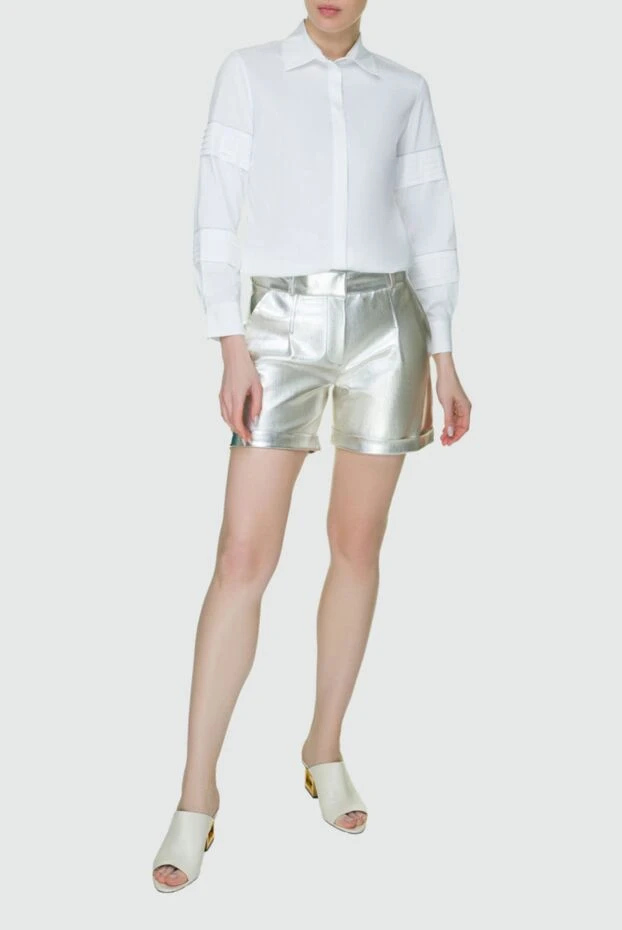 Fleur de Paris woman gray leather shorts for women купить с ценами и фото 158565 - photo 2