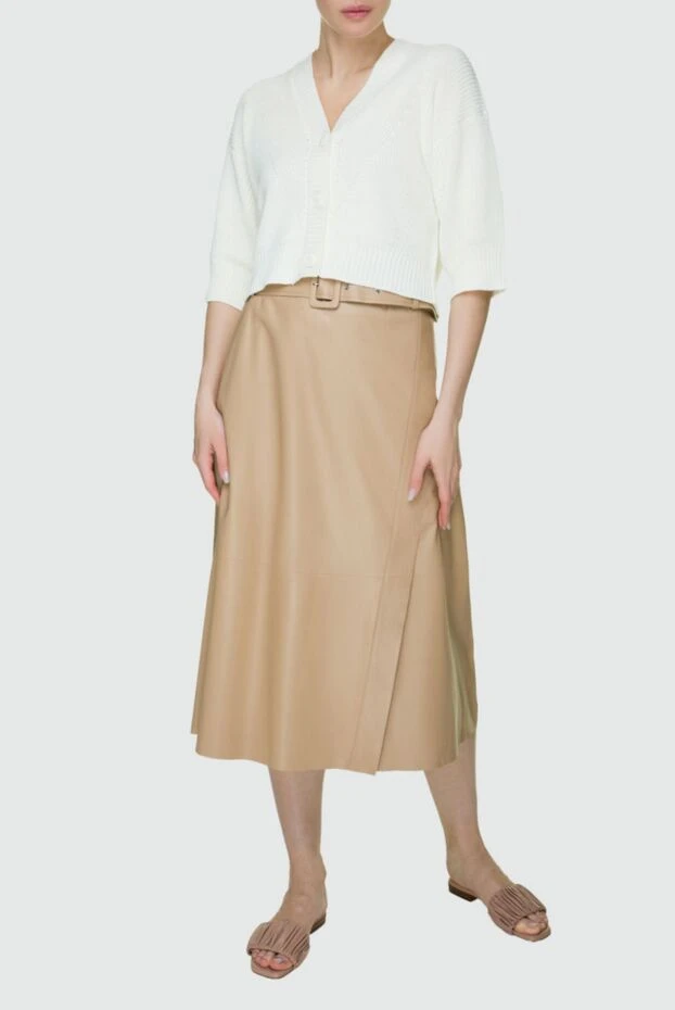 Fleur de Paris woman beige leather skirt for women купить с ценами и фото 158567 - photo 2