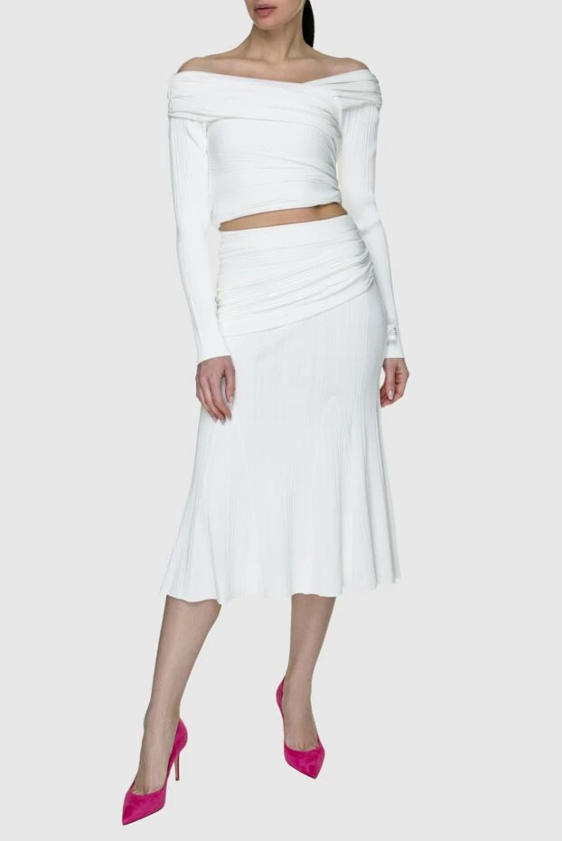 Herve Leger вискоза мен полиэстерден жасалған юбкасымен ақ түсті әйелдер костюмі 158581 - фото 3