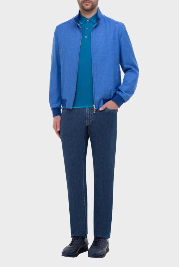 Stefano Ricci men's blue cashmere, silk and genuine leather jacket 158603 - photo 3