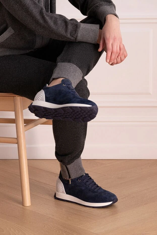 Stefano Ricci кроссовки из нубука синие мужские 158608 - фото 3