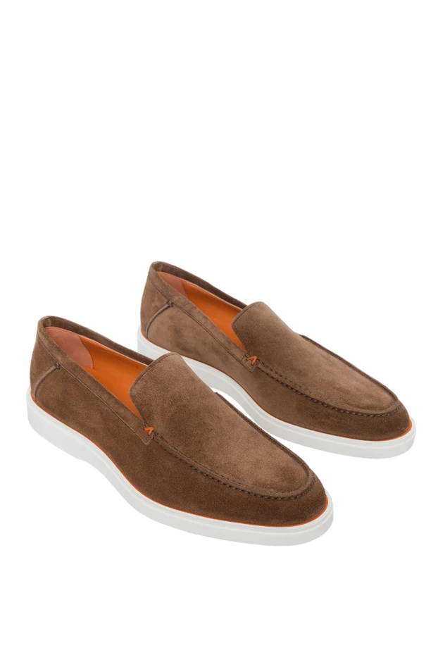 Santoni лоферы из замши коричневые мужские 158669 - фото 3