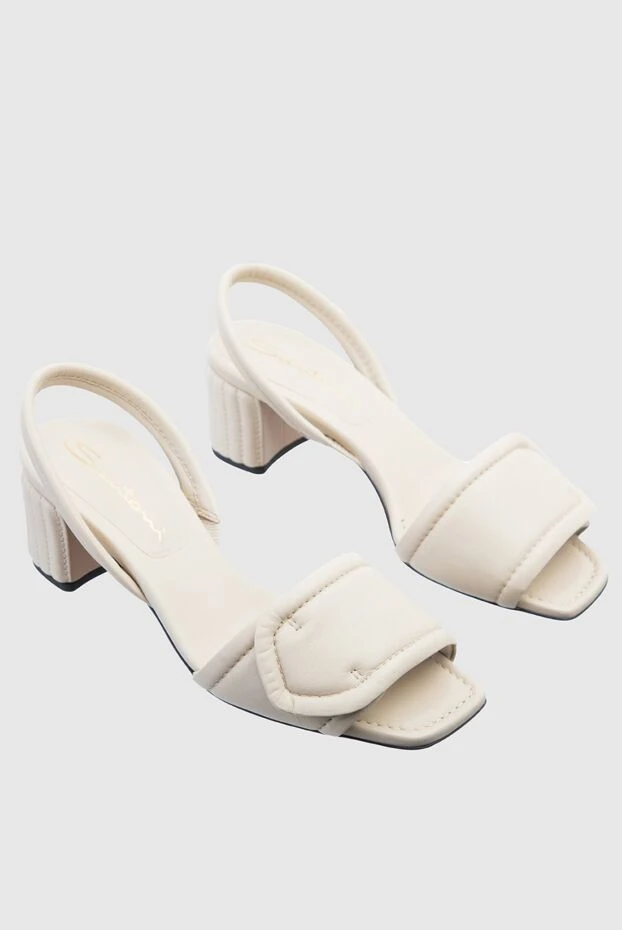 Santoni кең өкшелі ақ былғарыдан жасалған әйелдердің сандалдары 158675 - фото 3