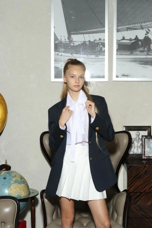 Ermanno Scervino блуза женская шелковая с рюшами белая 158702 - фото 2