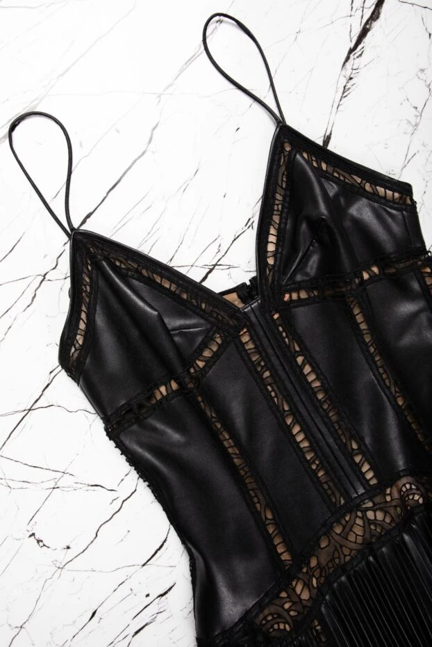 Ermanno Scervino black midi dress with glossy pleating and corset effect on the bodice
 158708 - photo 2