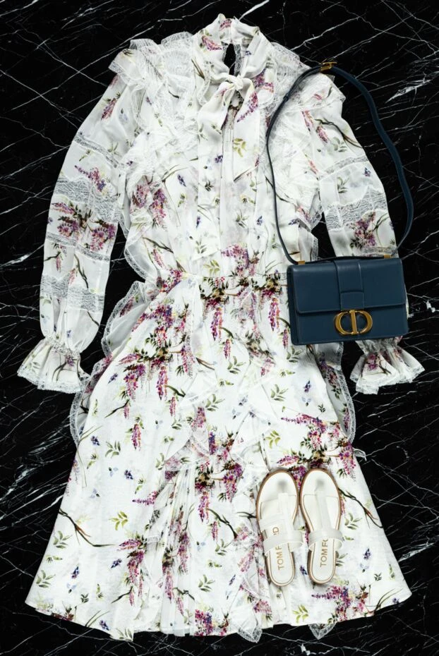 Ermanno Scervino платье из шелка белое в цветочный узор женское 158717 - фото 2