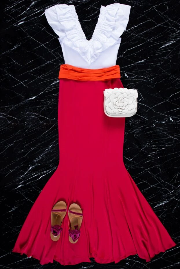 Ermanno Scervino юбка женская макси розовая с ярким поясом 158725 - фото 2