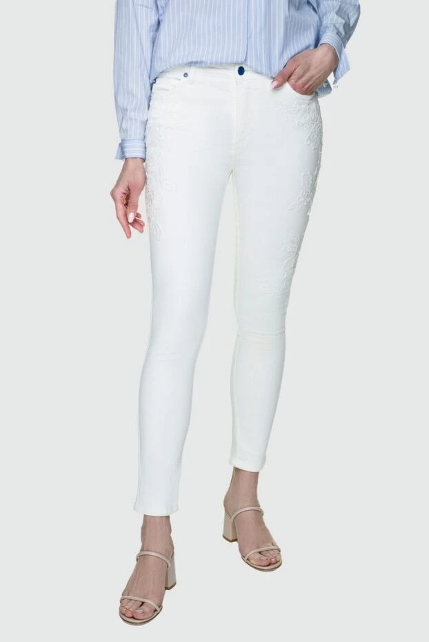 Ermanno Scervino бүйірлері гүл кестелері бар әйелдердің ақ мақта джинсы

 158731 - фото 3