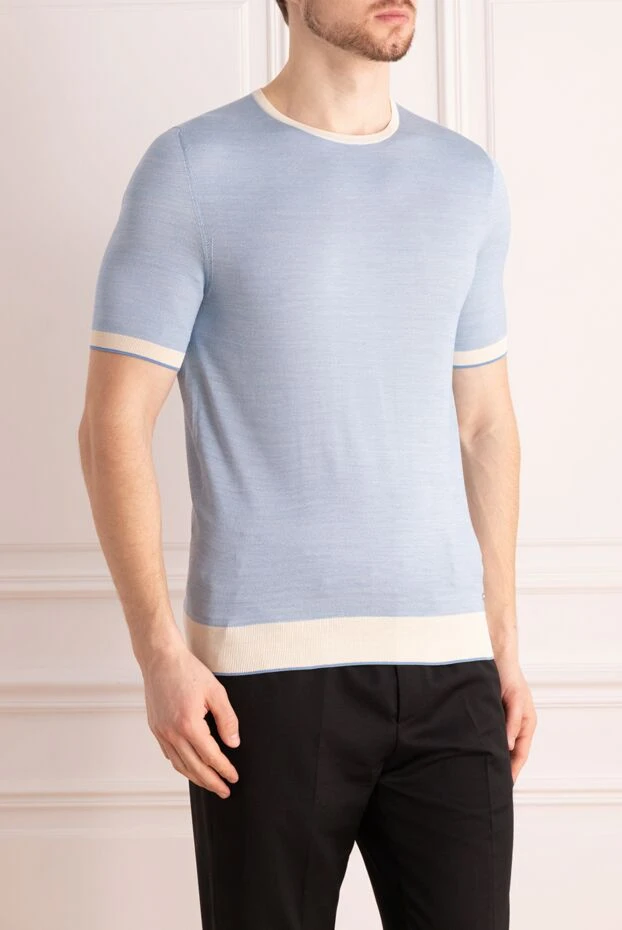 Stefano Ricci lightweight blue silk jumper with white trim 158741 - photo 3