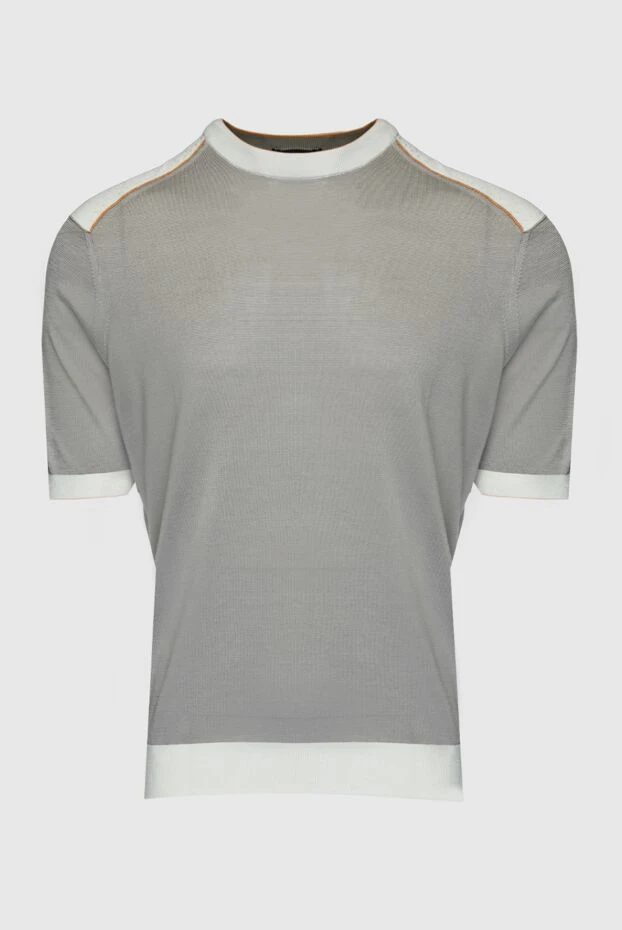 Джемпер с коротким рукавом из шелка серый мужской - фото 1