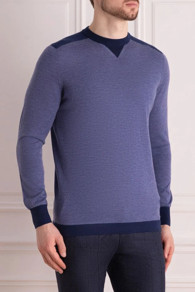 Stefano Ricci men's cashmere jumper with dark inserts on the shoulders and elbows 158752 - photo 3