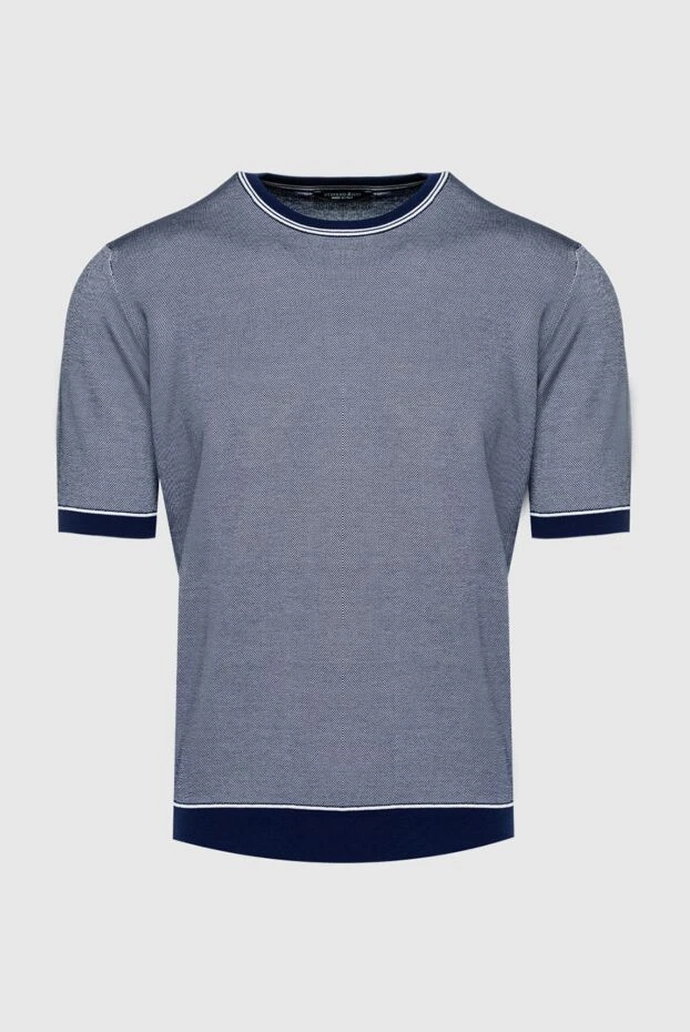 Short sleeve jumper made of silk and cotton blue for men - photo 1