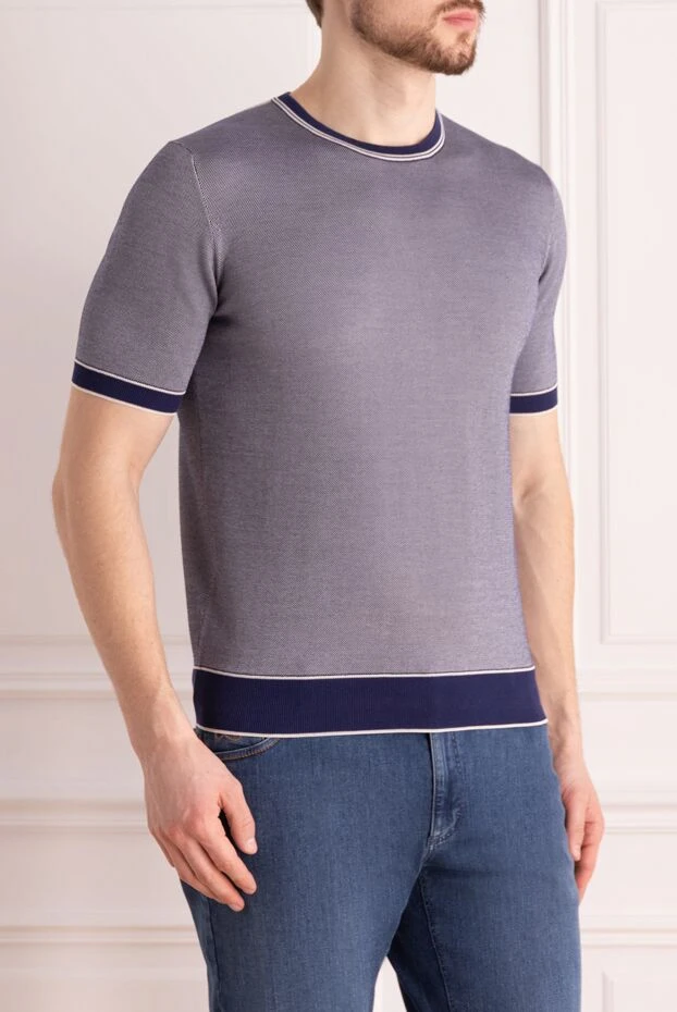 Stefano Ricci short sleeve jumper made of silk and cotton blue for men 158781 - photo 3