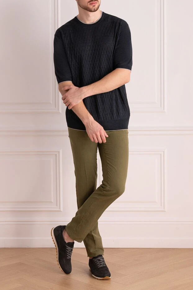 Stefano Ricci short-sleeved jumper made of silk and linen black for men 158786 - photo 2