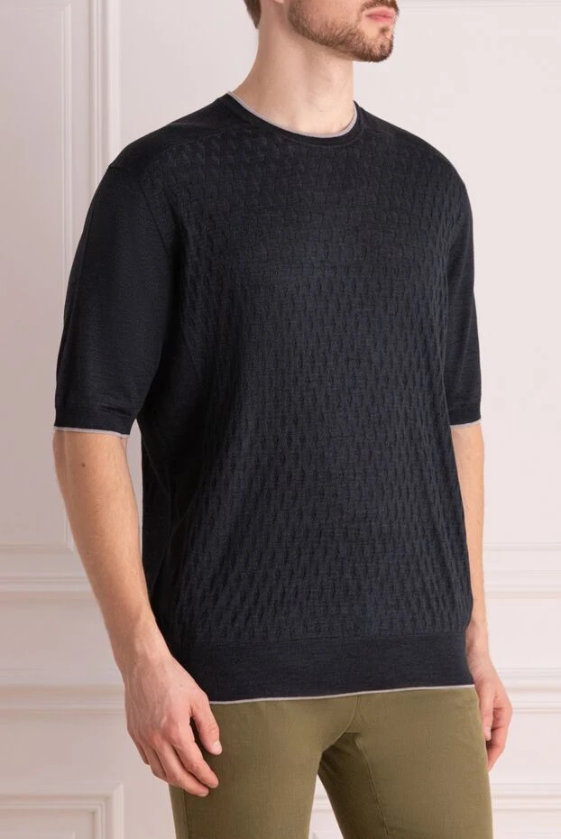 Stefano Ricci short-sleeved jumper made of silk and linen black for men 158786 - photo 3