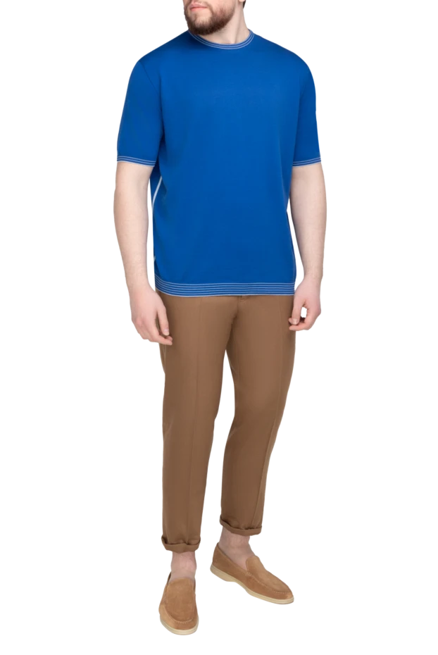 Stefano Ricci джемпер с коротким рукавом из хлопка синий мужской 158789 - фото 3