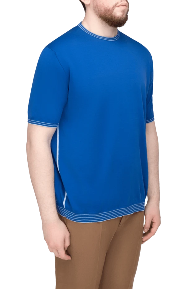 Stefano Ricci джемпер с коротким рукавом из хлопка синий мужской 158789 - фото 3