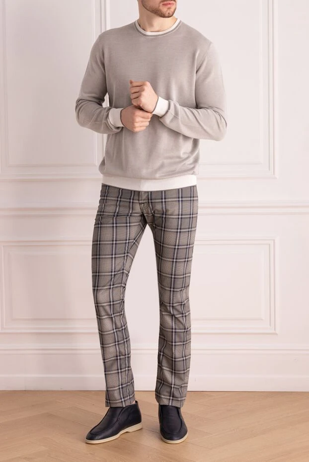 Stefano Ricci ерлерге арналған бежевый мақта және жібек джемпер 158793 - фото 3