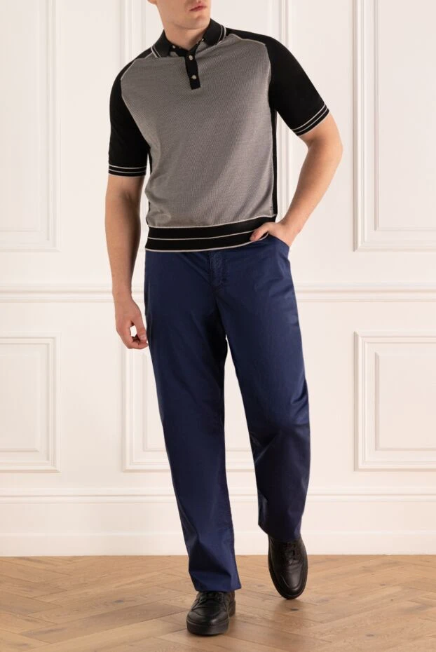 Polo from cotton and silk gray for men - photo 2