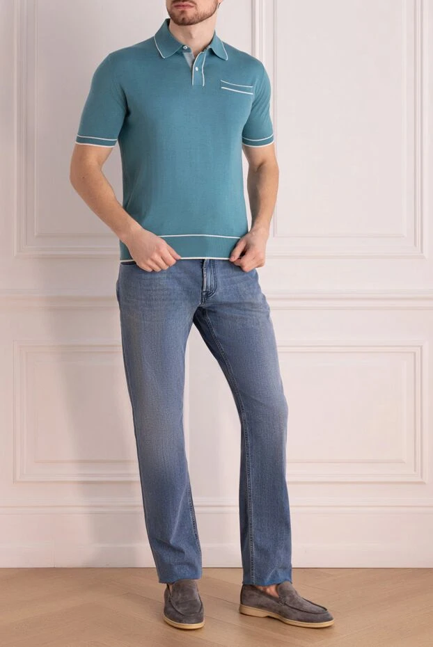 Emerald green cotton polo shirt with contrasting trim
 - photo 2