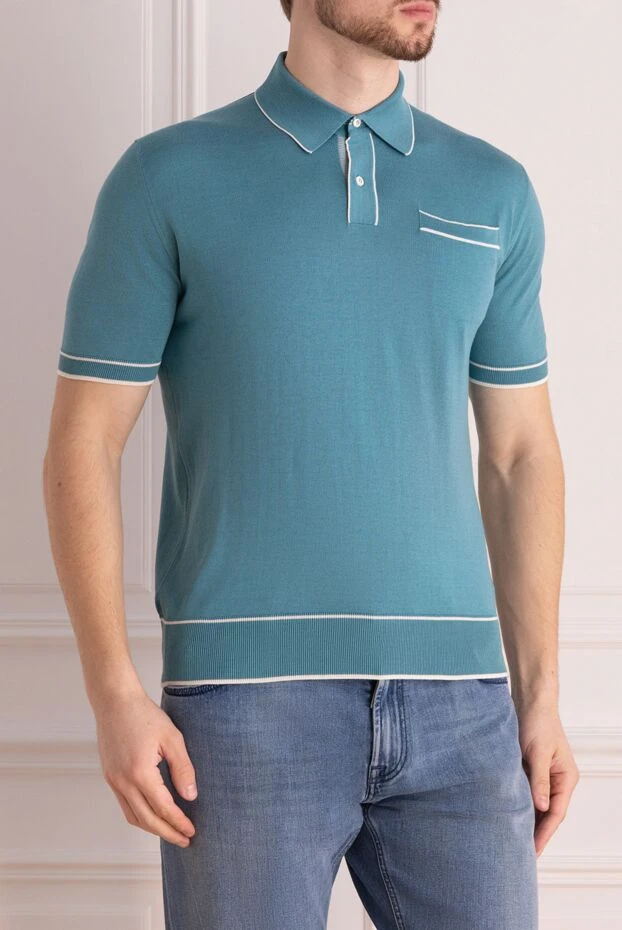 Stefano Ricci emerald green cotton polo shirt with contrasting trim
 158802 - photo 3