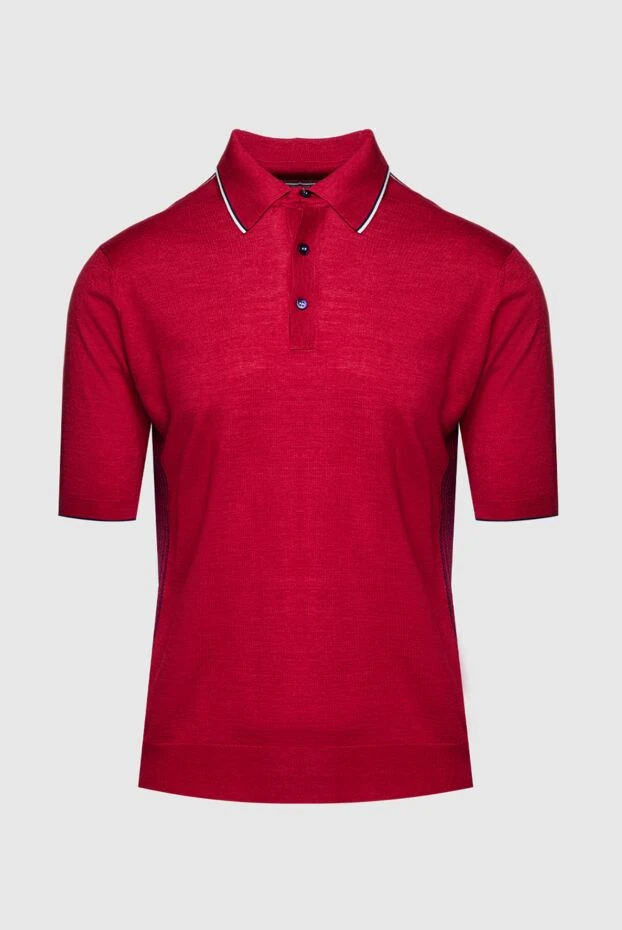 Поло из шелка, хлопка и льна красное мужское - фото 1