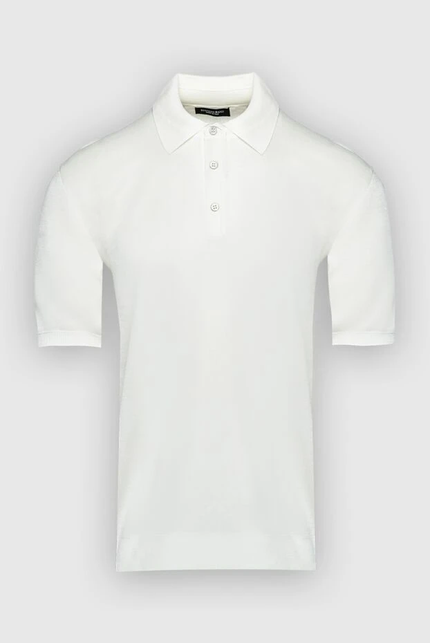 White silk polo shirt with a classic collar and button placket
- photo 1