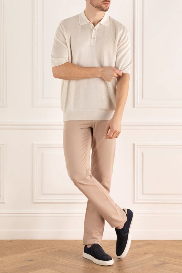 Stefano Ricci белое поло из шелка с классическим воротником и планкой на пуговицах
158813 - фото 2