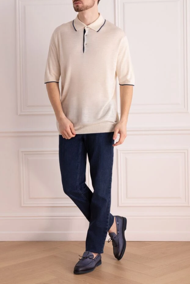 Stefano Ricci поло из кашемира и шелка белое мужское 158819 - фото 2