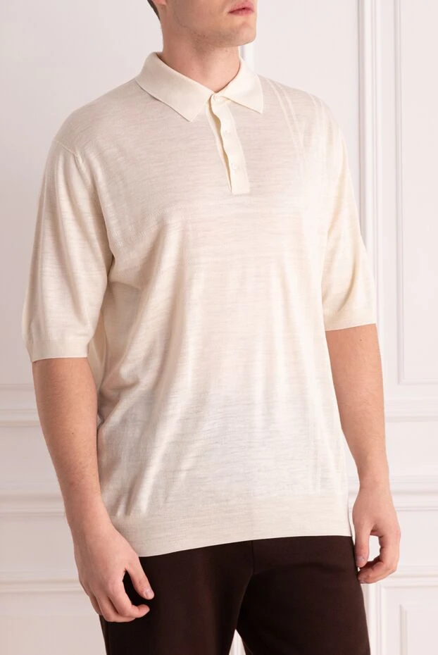 Stefano Ricci white men's silk and linen polo 158820 - photo 3