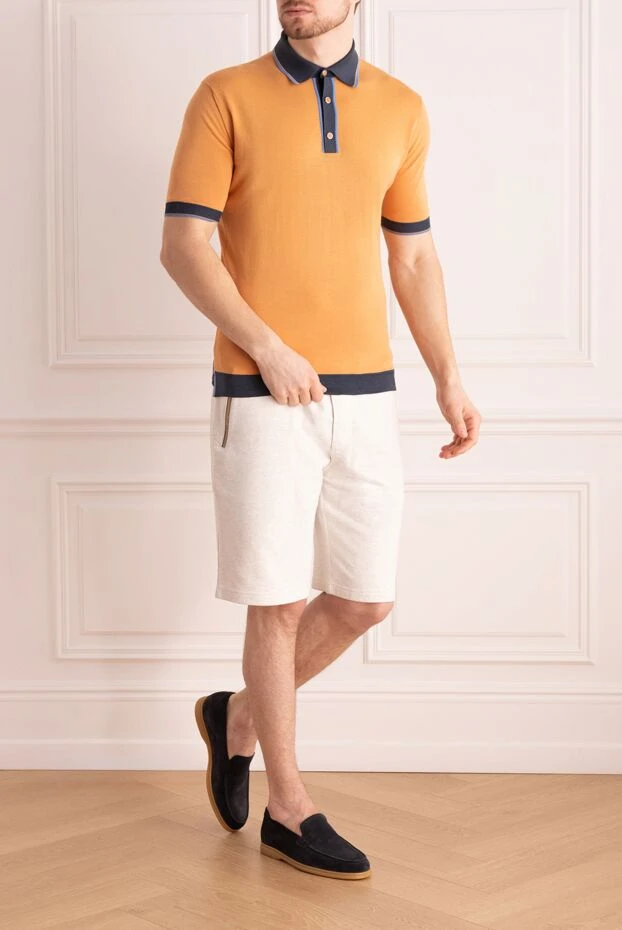 Stefano Ricci caramel-colored knit polo with navy blue trim
 158823 - photo 3