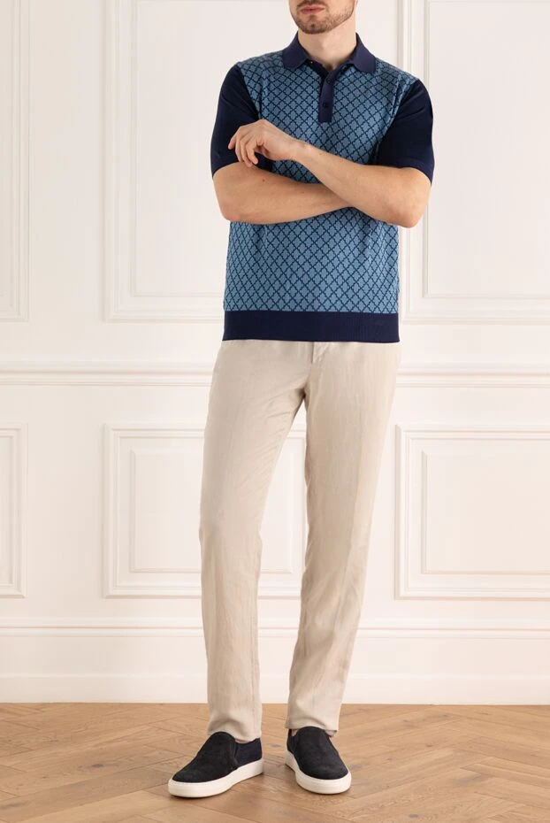 Stefano Ricci men's knit polo shirt with a contrasting geometric pattern front panel 158835 - photo 3