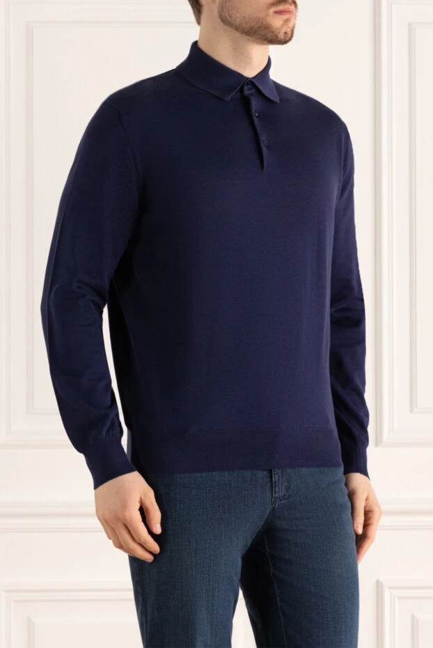 Stefano Ricci ерлерге арналған көгілдір ұзын жеңді мақтадан жасалған поло 158849 - фото 3