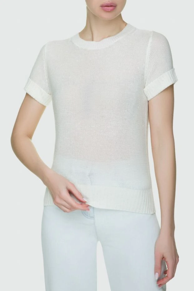 D.Exterior woman white cotton and elastane jumper for women 159585 - photo 3